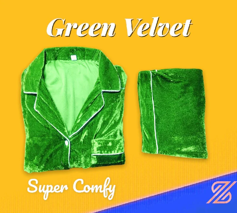 Fun and stylish matching mother and kid same suit-Green Velvet