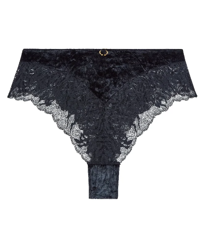 Comfortable thong panties for women-Aubade The night before Very high Panties Blackbird