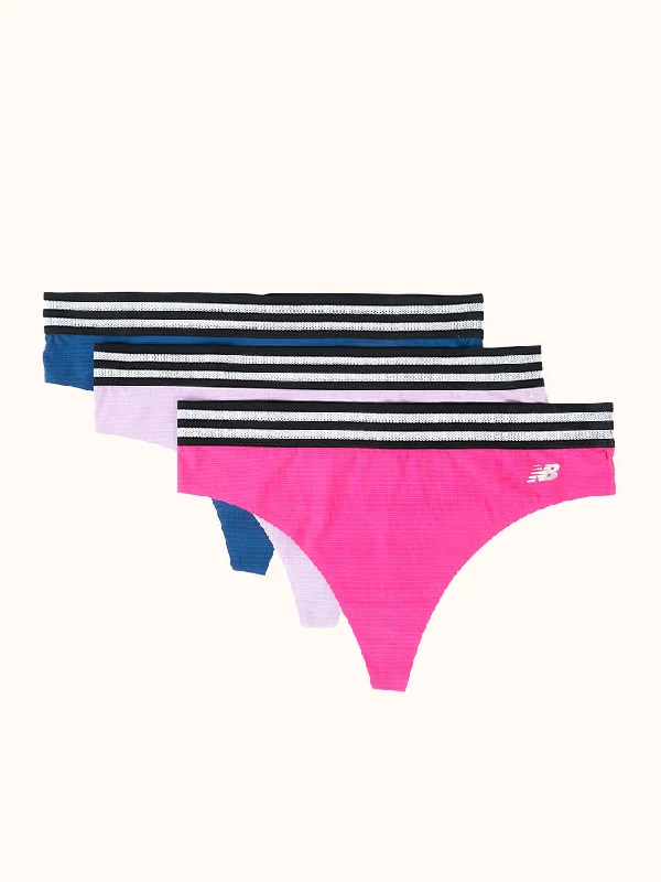 High-cut panties for slender legs-Women's Athletic Mesh Thong (3 Pack)