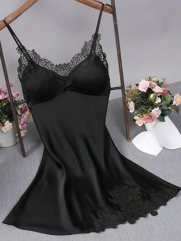 Women's sexy nightwear with modern design for comfort-Nuisette en Satin Push Up pour Femme "Noir" Women's sexy nightwear with modern design for comfort-Nuisette en Satin Push Up pour Femme "Noir"