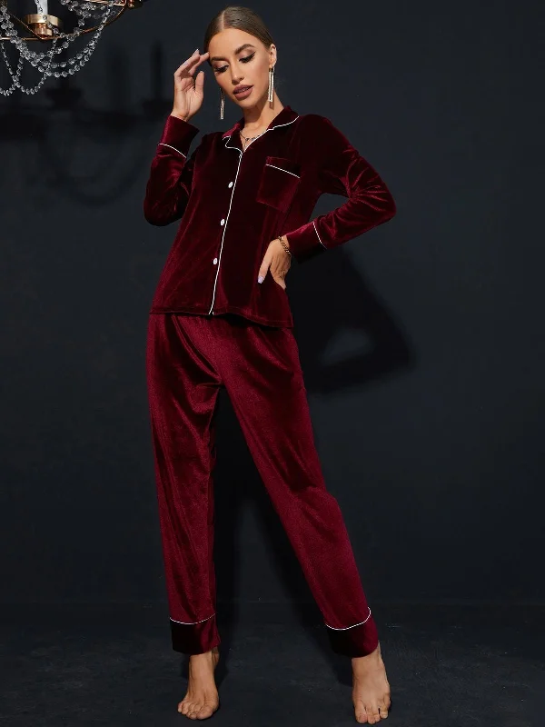 Matching mother and kid same suit for family bonding-Burgundy Velvet (White Outline) Matching mother and kid same suit for family bonding-Burgundy Velvet (White Outline)