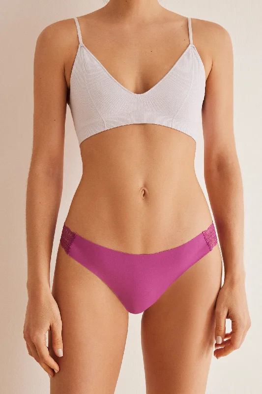 Women's panties for delicate skin-Clean Cut purple lace thong