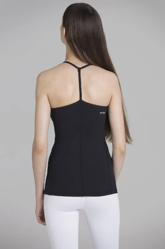 mastectomy tanks prosthetic pockets-STRING TANK, BLACK