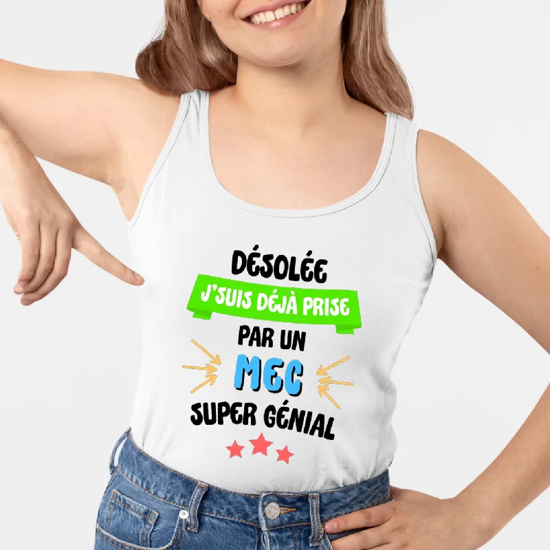 tank tops for backless dresses-Débardeur Femme J'suis déjà prise pas un mec super génial