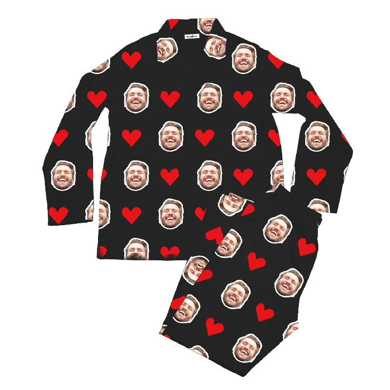 Matching mother and kid same suit for holiday fun-Personalised Pyjamas Heart I Love My Husband Black Matching mother and kid same suit for holiday fun-Personalised Pyjamas Heart I Love My Husband Black