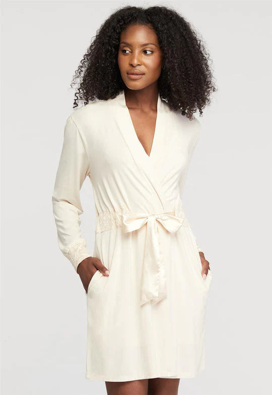 Comfortable robes with relaxed fit for women-Fleurt Lace Trimmed Robe
