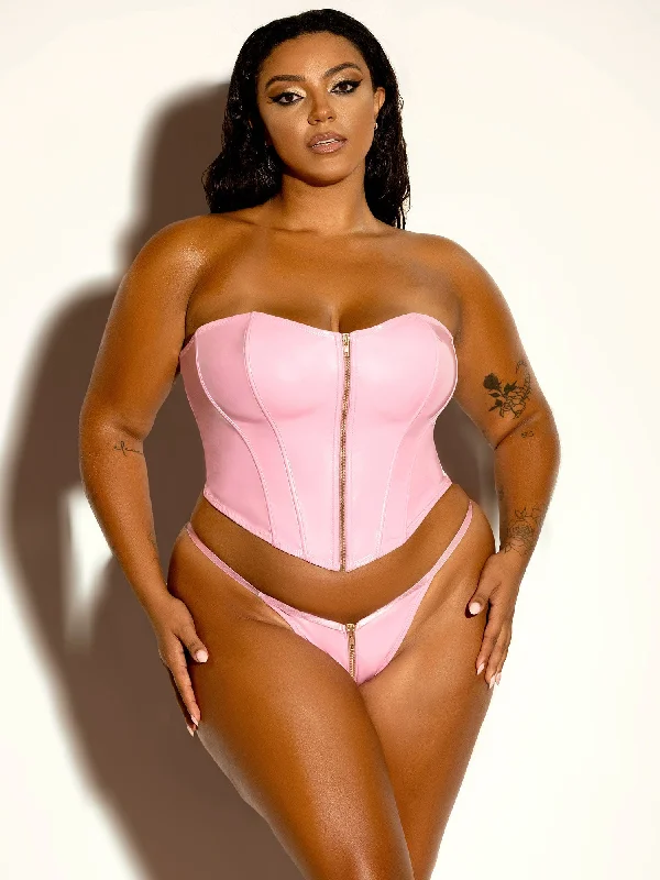 Sexy lingerie for curvy women’s wear-Fetish Curvy Rider Bustier Bra Set
