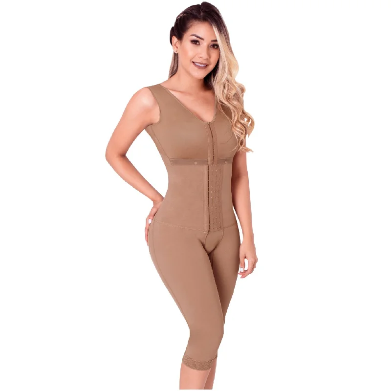 Padded bum shaper for shaping thighs-Front Hooks Full Body Shapewear Faja