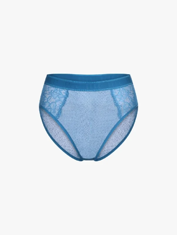 Women's panties for lightweight wear-ELLE 24/7 Lace High Waisted Brief - Blue