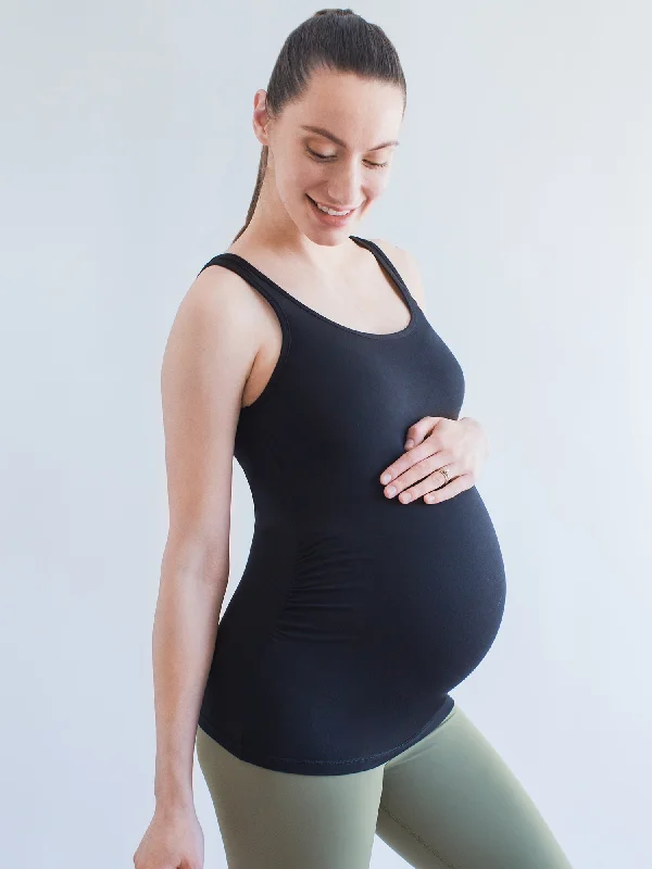 slow fashion camisoles handmade-SOFT STRETCH MATERNITY TANK, BLACK