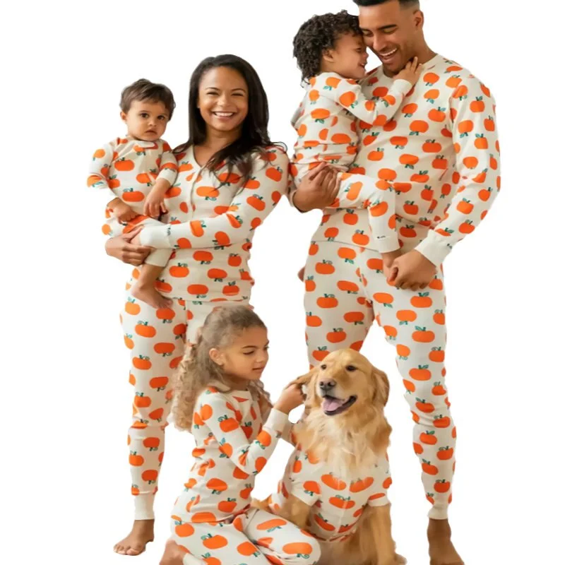 Mother and kid same suit for trendy, chic days-Pumpkin Fest Design Family Matching Sets