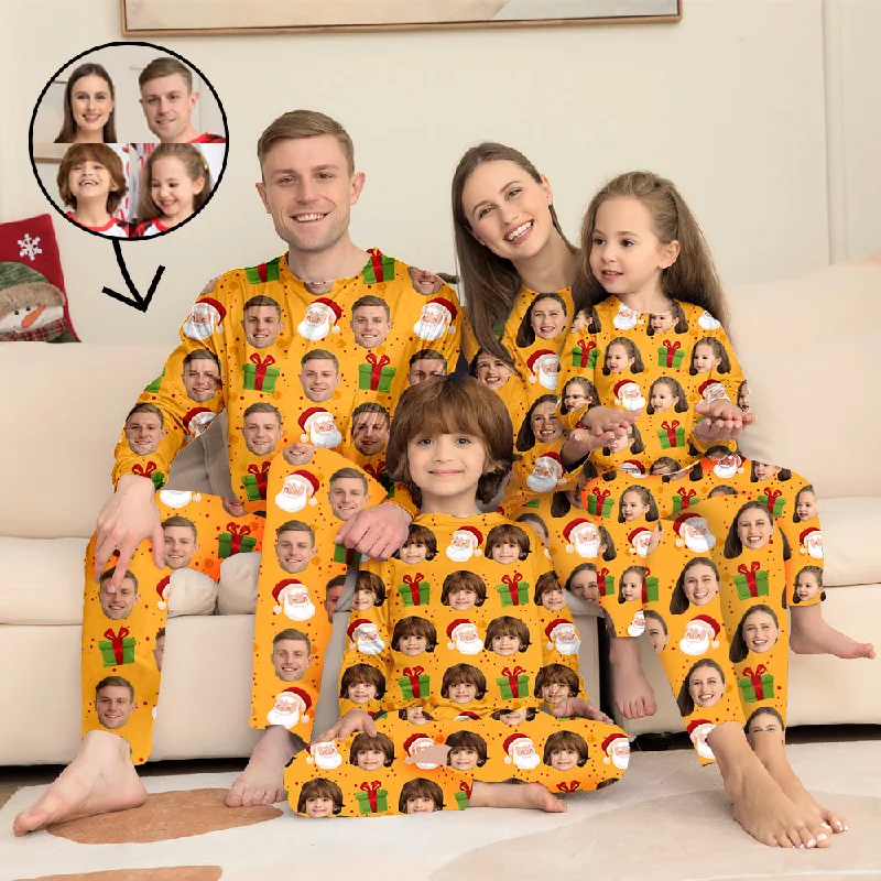 Mother and kid same suit for summer gatherings-Custom Photo Pajamas Family Matching Set Christmas Matching Sleepwear Personalized Pajamas Lovely Santa