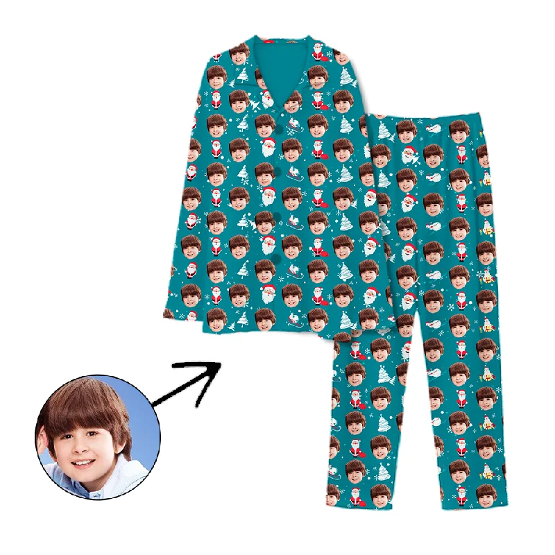 Matching mother and kid same suit with playful designs-Personalised Pyjamas Santa Gift