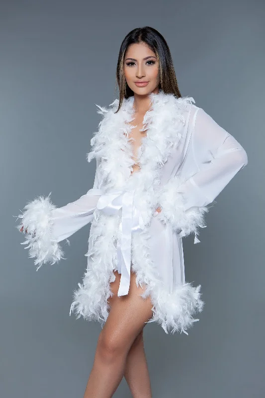 Comfortable robes for lounging and relaxing-Geovan Sexy Lux Robe White