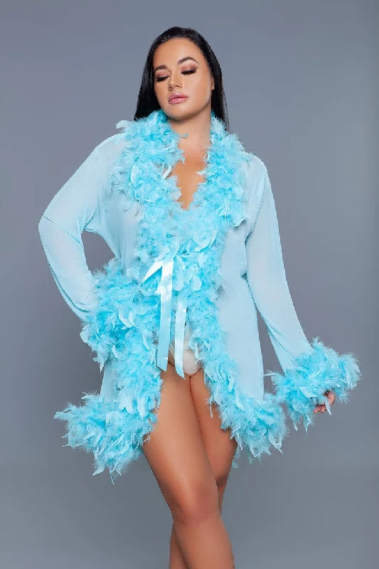Women's robes with luxurious feel for relaxation-Geovan Sexy Lux Robe Turquoise
