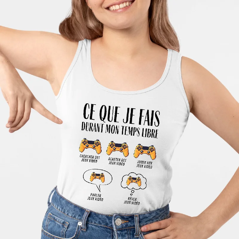 festival tanks glitter designs-Débardeur Femme Ce que je fais durant mon temps libre Jeux vidéo festival tanks glitter designs-Débardeur Femme Ce que je fais durant mon temps libre Jeux vidéo
