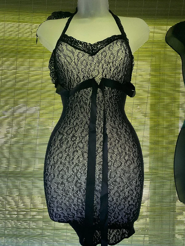 Soft women's sexy nightwear for elegant sleep-animal patterned chemise