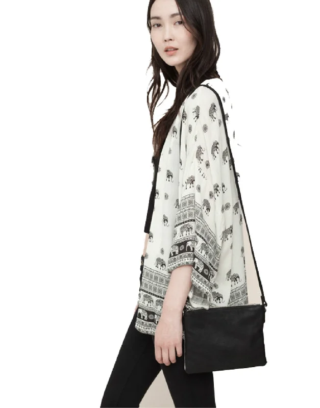 Women's robes for a peaceful bedtime-Elephant Print Kimono