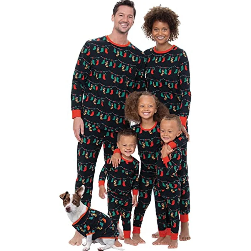 Comfortable matching mother and kid same suit for travel days-Christmas Lights Plaid Pattern Pajama