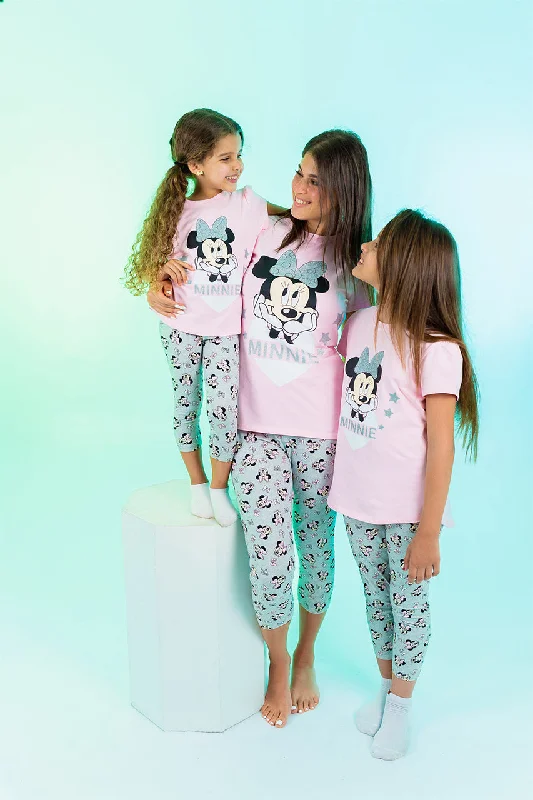 Trendy matching mother and kid same suit for events-بيجامه حريمى قطن صيفي، طقم للام والبنت بطبعة Minnie pink Trendy matching mother and kid same suit for events-بيجامه حريمى قطن صيفي، طقم للام والبنت بطبعة Minnie pink