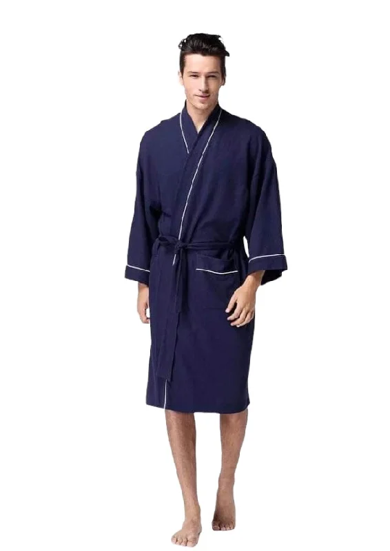Soft satin robes for women for sleep comfort-Hotel Bathrobe Blue