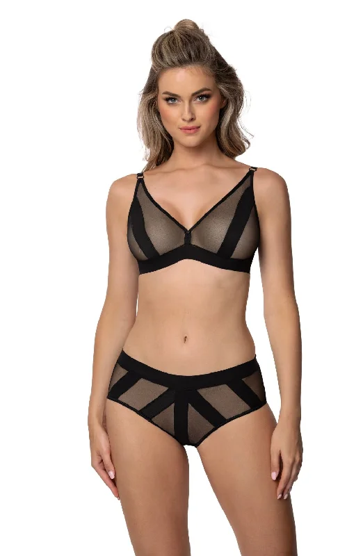 Silk lingerie sets with elegant design-Roza Pasomela Thong Black