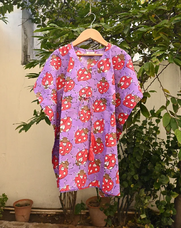 Comfortable and cute mother and kid same suit-Lovebug Cotton Kaftan for Girls