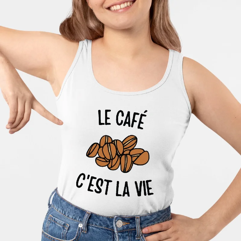 closeout camisoles last chance-Débardeur Femme Le café c'est la vie