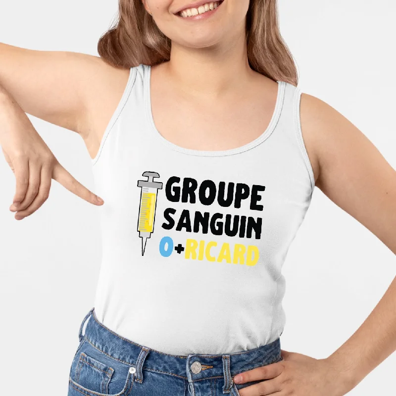luxury silk camisoles boutique-Débardeur Femme Groupe sanguin O + Ricard