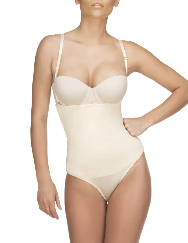 Sexy lingerie for evening wear-Vedette 210 Nadine Strapless Bodysuit in Bikini Color Nude