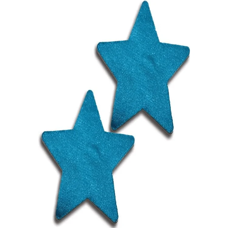 Nipple covers for everyday use-TEAL SOLID STAR NIPPLE PASTIES