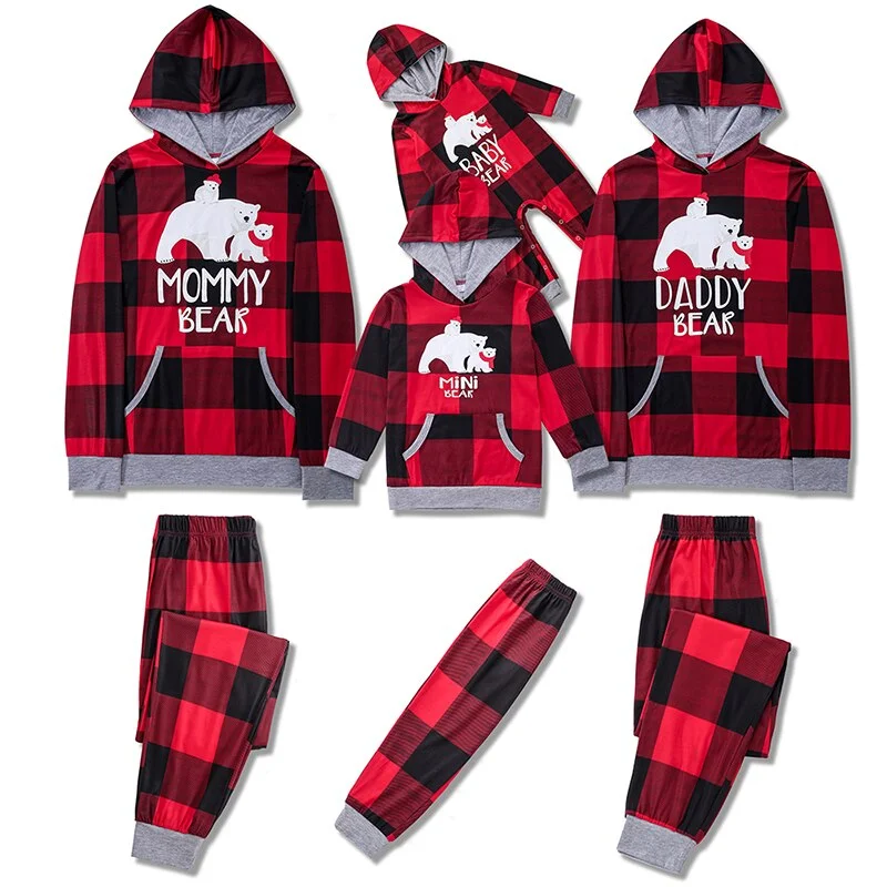 Mother and kid same suit for fun-filled family days-Mommy Bear Printed Christmas Family Pajama