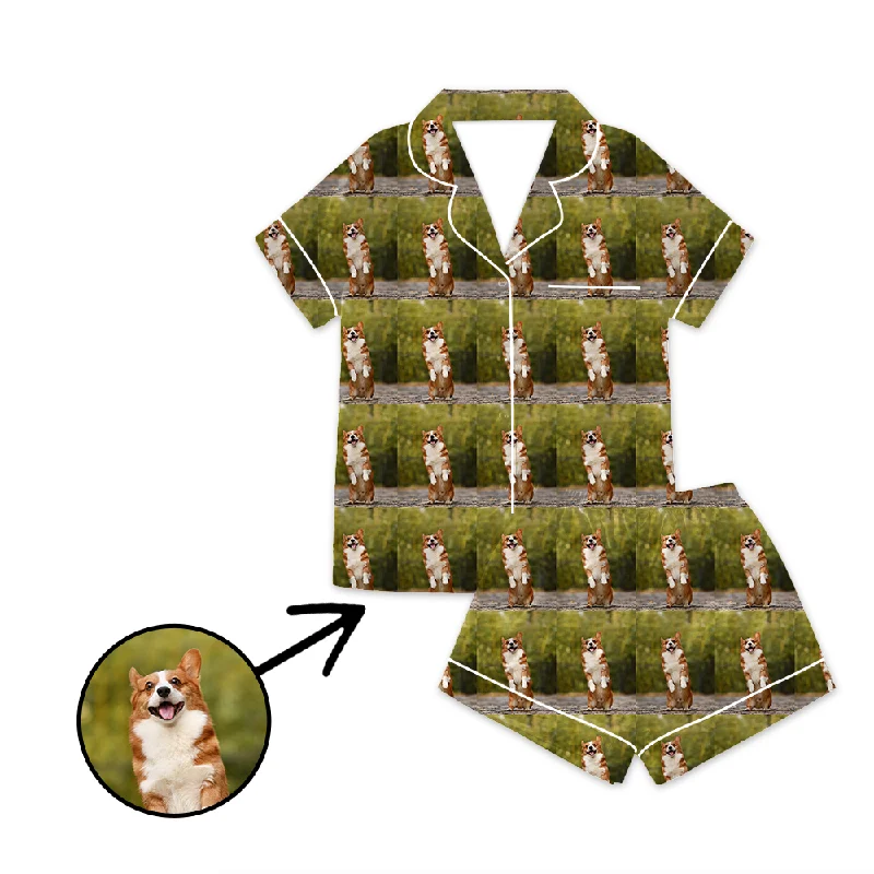 Comfortable matching mother and kid same suit for home lounging-Custom Photo Satin Pajamas I Love My Dog Whole Photo Comfortable matching mother and kid same suit for home lounging-Custom Photo Satin Pajamas I Love My Dog Whole Photo