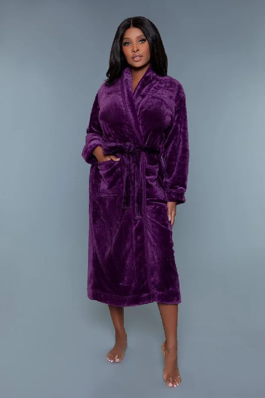 Warm women's robes for the cold season-Geovan Comfy Plush Robe Purple