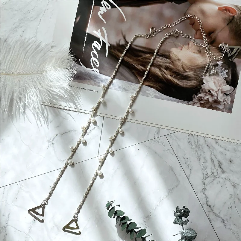 Nipple covers for smoothing and shaping-Metal Pearl Bra Strap