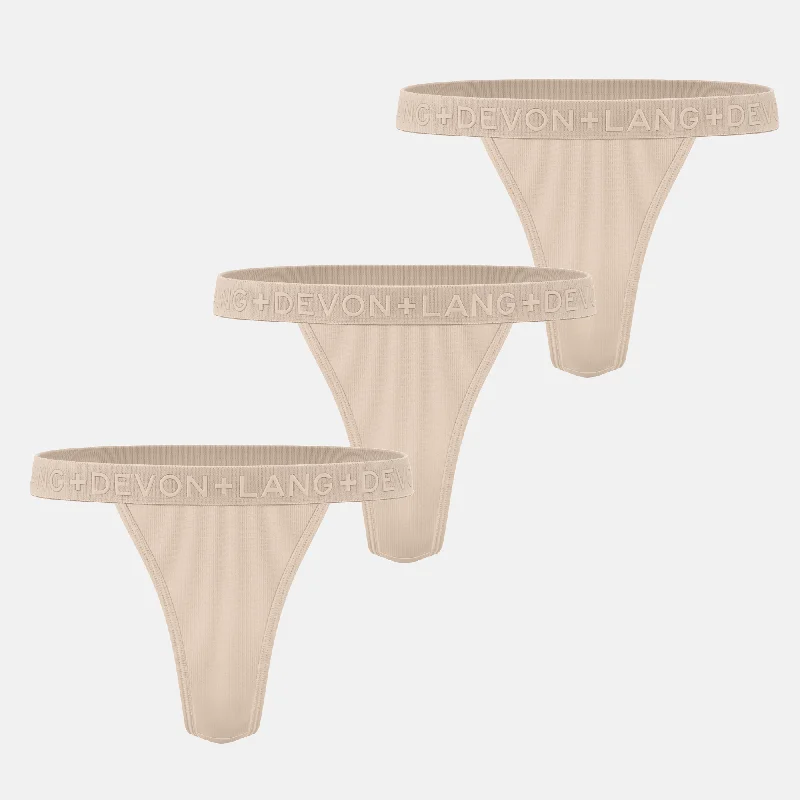 Padded panties for a smooth finish-Katrina V-Thong - Multi-Packs - Skin Light