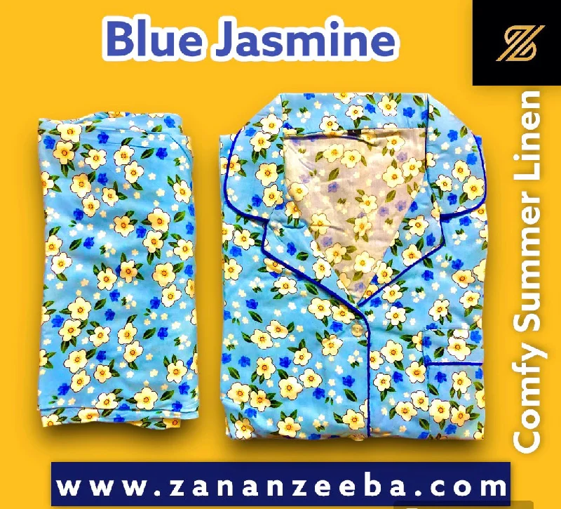 Soft fabric matching mother and kid same suit for comfort-Blue Jasmine