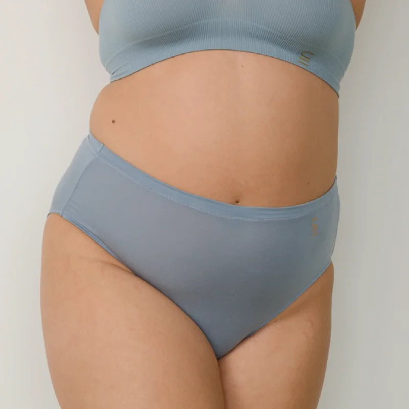 Classic cotton panties for everyday use-Tencel High Waist Brief - Mineral Blue
