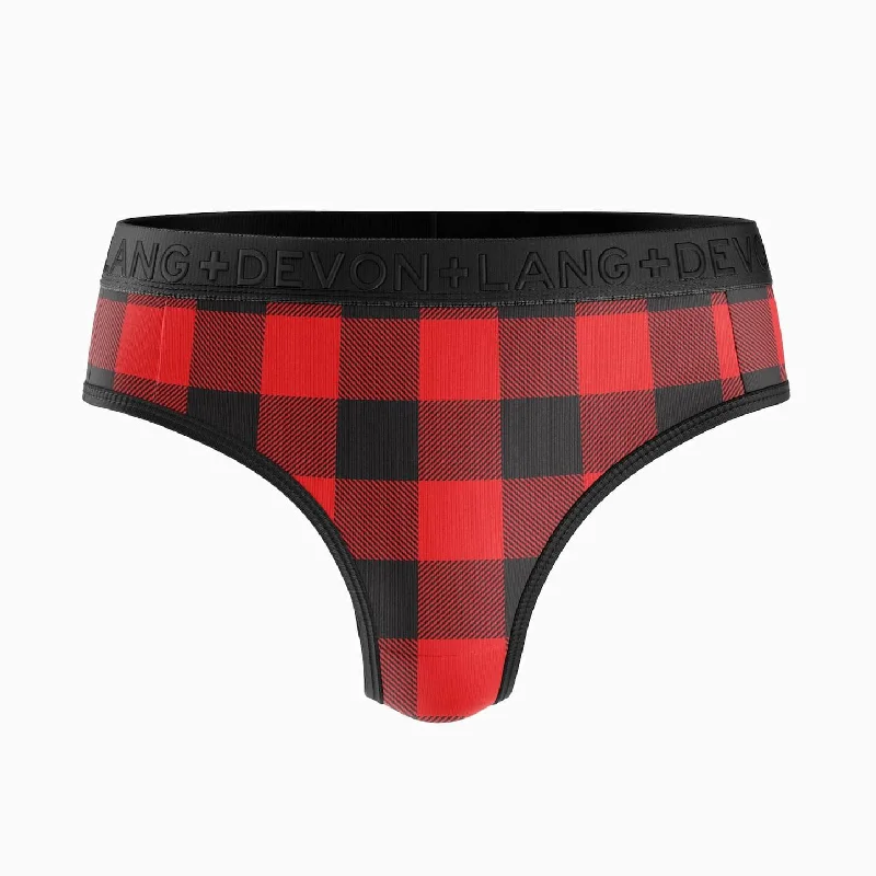 Comfortable and soft cotton panties for daily wear-Bria 2.0 Thong - Buffalo Plaid