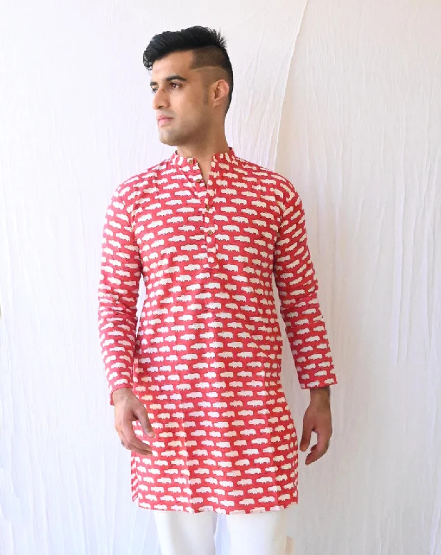 Matching mother and kid same suit for chic and cozy moments-Happy Hippos Cotton Men's Kurta