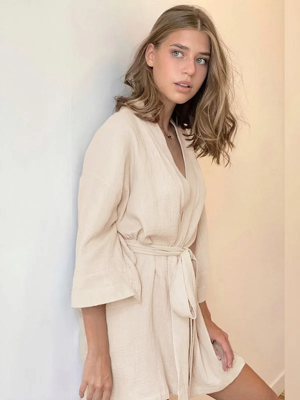 Women's robes with cute design for bedtime-Robe de Chambre Légère en Coton Pour Femme "Éveil Douillet" Women's robes with cute design for bedtime-Robe de Chambre Légère en Coton Pour Femme "Éveil Douillet"