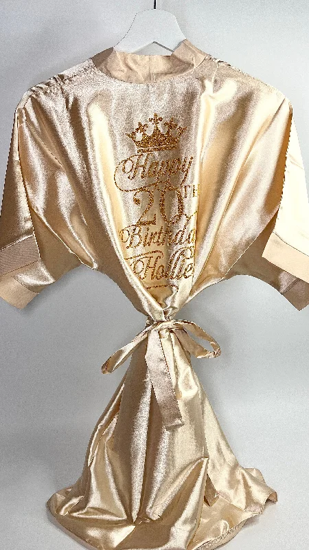 Soft satin robes for women with comfortable fit-Personalised Robe | Champagne