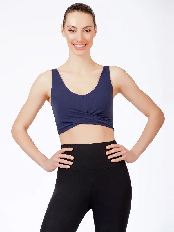 modest tanks longline coverage-WRAPPED U-NECK NUDE TANK, IRIS BLUE