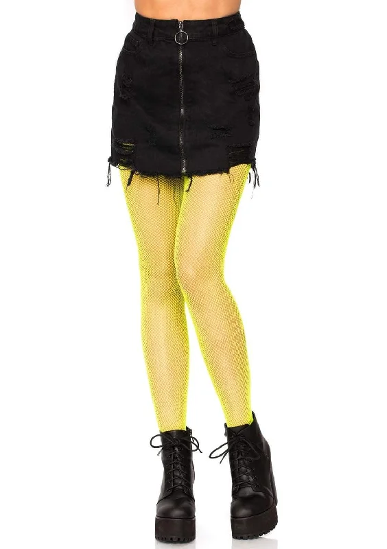 Nipple covers for skin-friendly fabric-Full Neon Yellow Fishnets