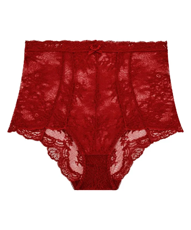 Women's panties with mesh details-Aubade Danse Des Sens High-waist brief Irresistible Red Women's panties with mesh details-Aubade Danse Des Sens High-waist brief Irresistible Red
