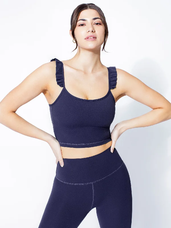 camisoles in heather grey-RUFFLED SIMPLICITY TANK, IRIS BLUE
