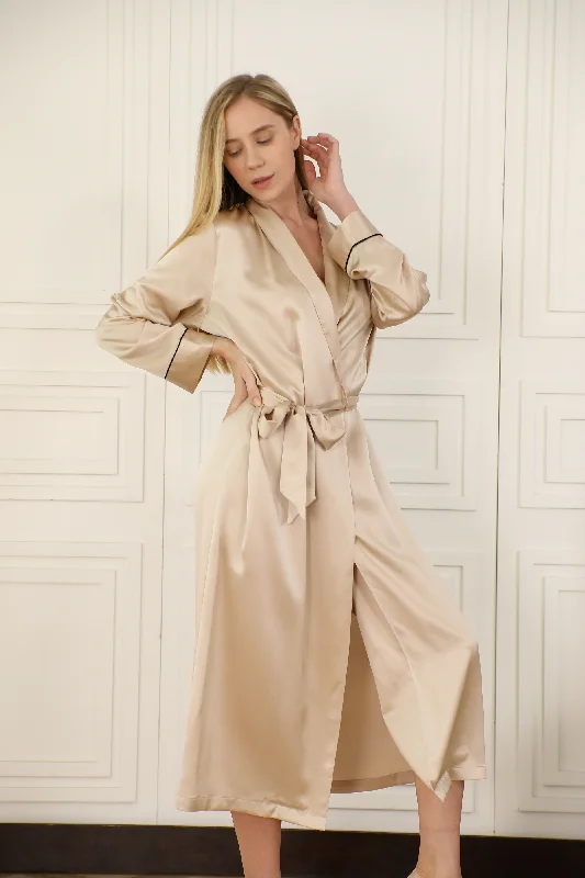 Women's robes for relaxing in style-women's silk midi robe