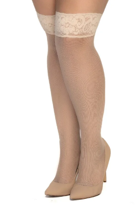 Sexy lingerie for special surprises-Mapale 1101X Mesh Thigh Highs Color Nude