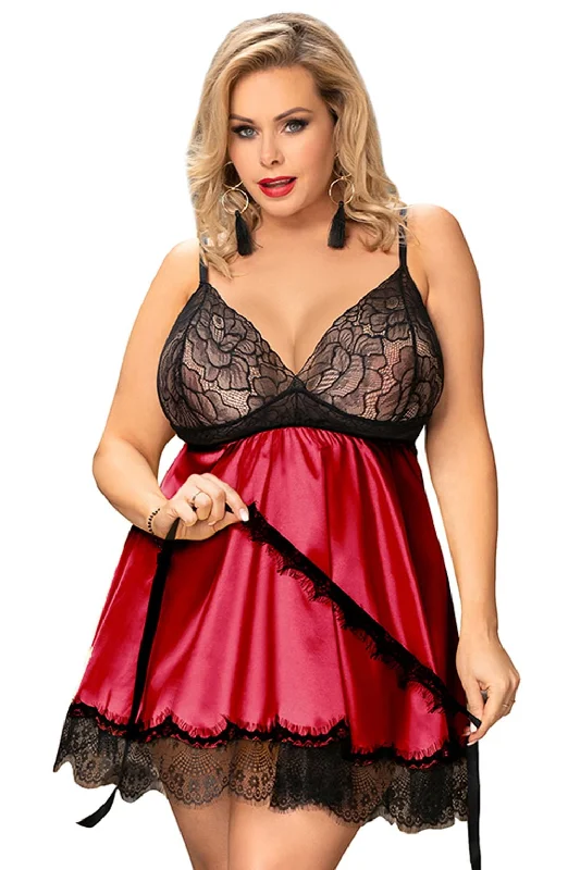 Lace lingerie sets with garter belt-YesX YX832Q Babydoll & Blindfold
