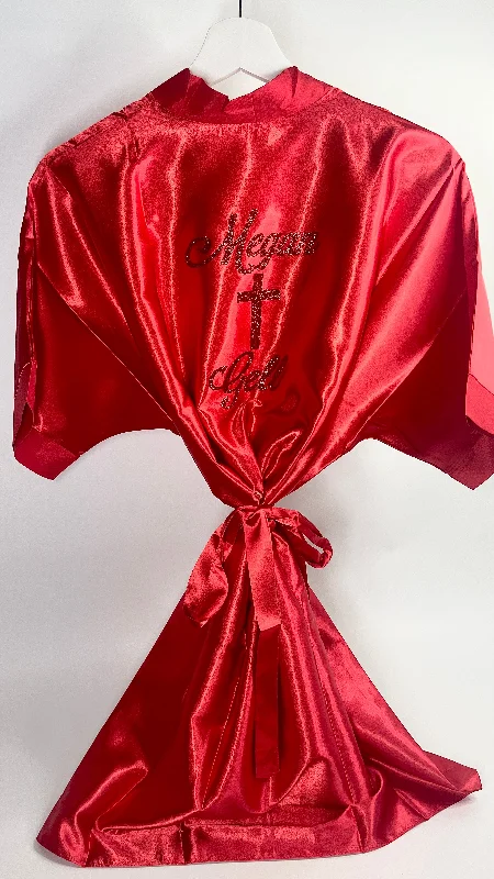 Comfortable women's robes with plush material-Personalised Robe | Red